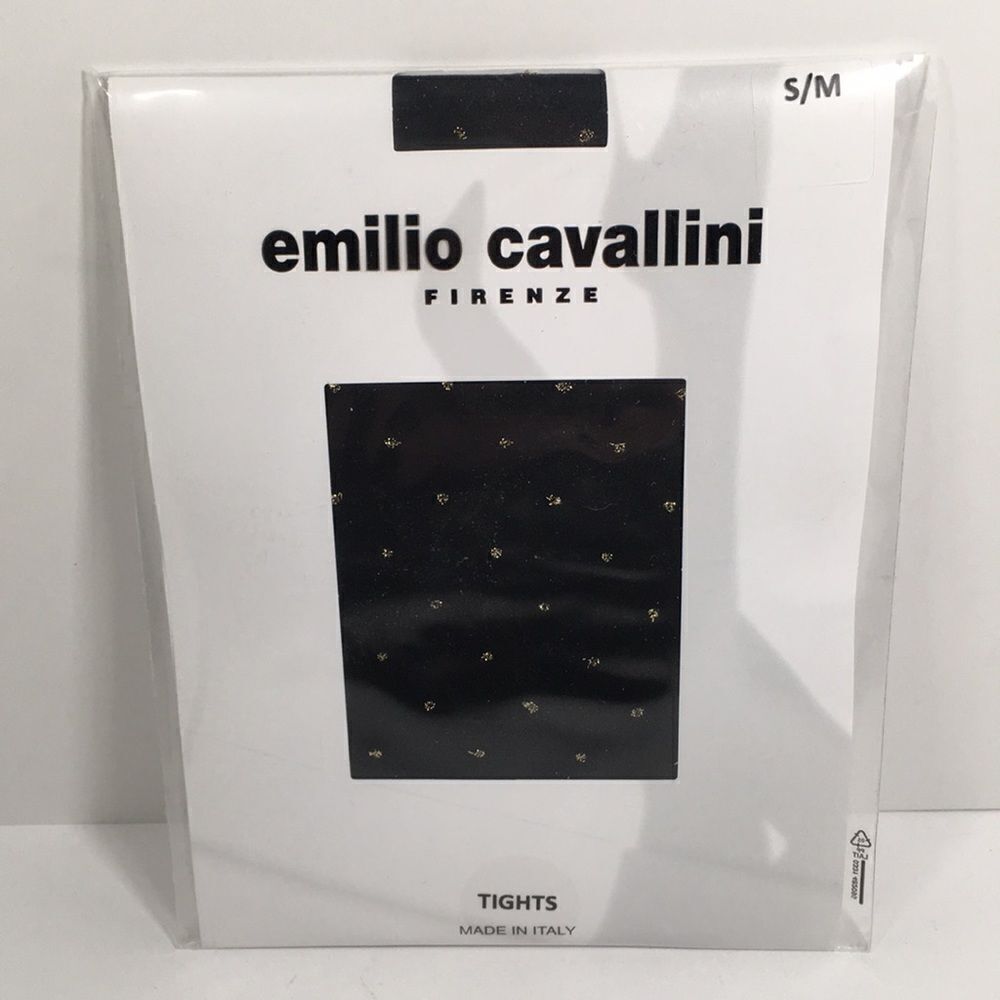 Emilio Cavallini Black Tights With gold dots S/M